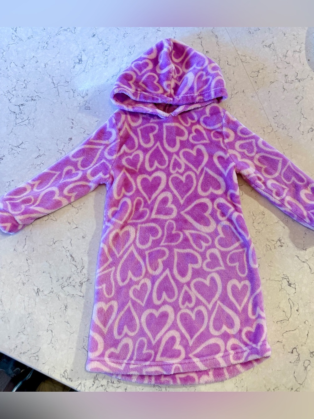 Betsey Johnson Purple Heart Hooded Fleece Nightgown